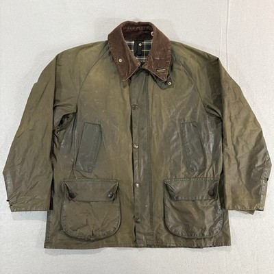 Vintage Barbour A100 Bedale Wax Jacket Sage Green C40 Men s Distressed England