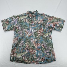 Vintage Reyn Spooner Floral Tropical Fish Quarter Button Up Shirt Mens Size XL