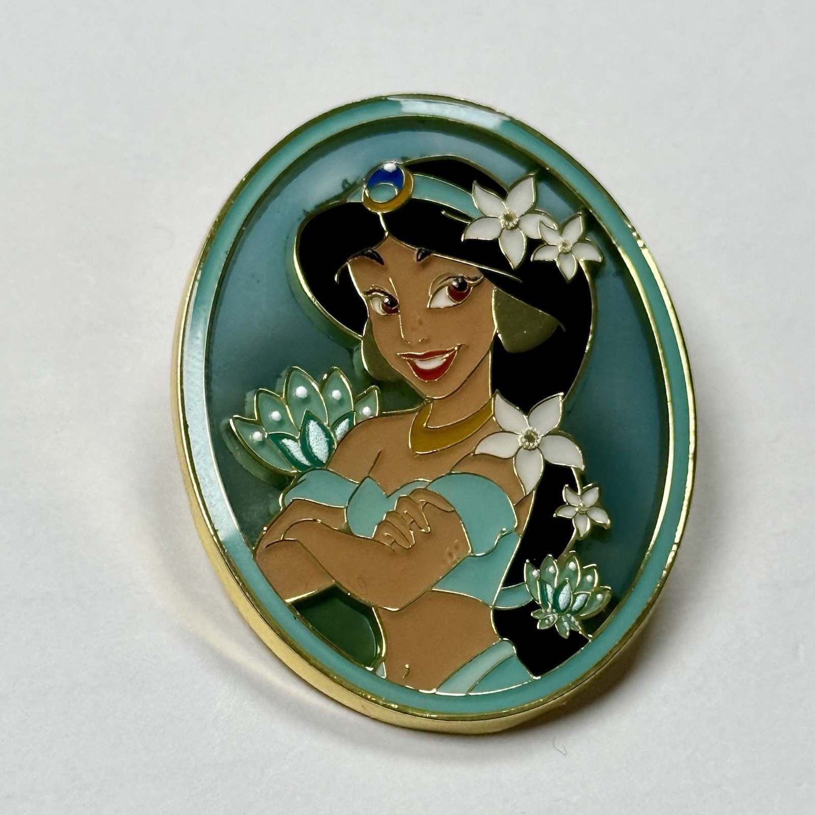 Jasmine Loungefly Disney Princess Floral Portrait Pin Stained Glass