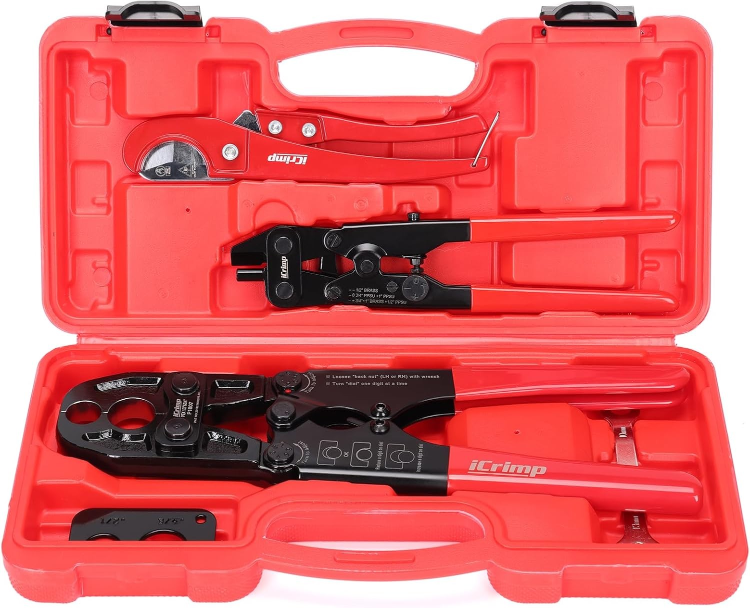 iCrimp Combo Pex Pipe Crimping Tool Kit for 1/2 and 3/4-inch Copper Ring