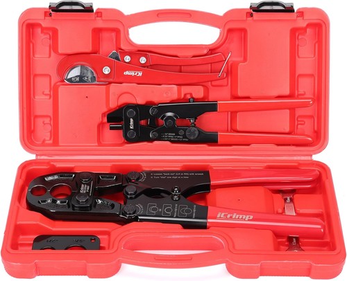 iCrimp Combo Pex Pipe Crimping Tool Kit for 1/2 and 3/4-inch Copper Ring