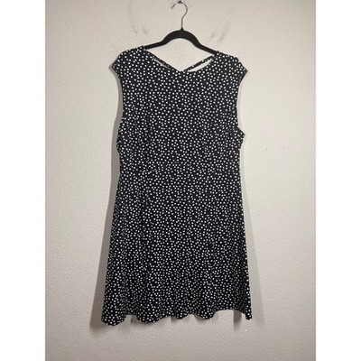 Title Nine XL Diamelete Mini Dress Polka Dots Black White Athletic Criss Cross
