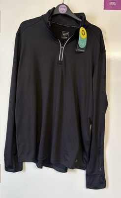 M&S Good Move Herren Schwarz 1/4 Zip Lauf Pullover Polyester Sweatshirt Oberteil Gr. L