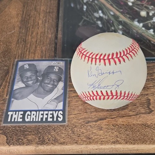 Ken Griffey & Ken Griffey Jr. Signed Seattle Mariners Baseball Autographed Ball