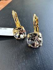 Mariana Medium Leverback Earrings in "Clear" - Yellow Gold