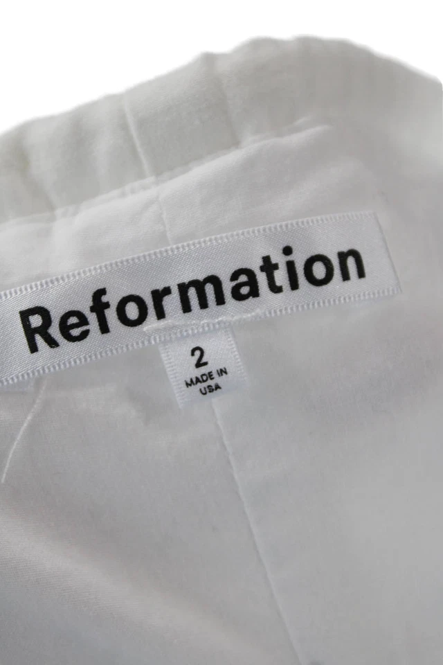 Reformation Womens Drawstring Waist Maxi Skirt Linen White Cotton Size 2 - Image 4 of 4