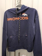 NWT NFL Denver Broncos Girl Teens Junior Cropped Hooded Sweatshirt Size M 7-9