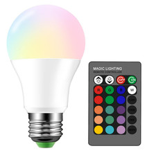 E26 RGBW Dimmable LED Light Bulb 6W 500LM with Remote 16 Colors Decor