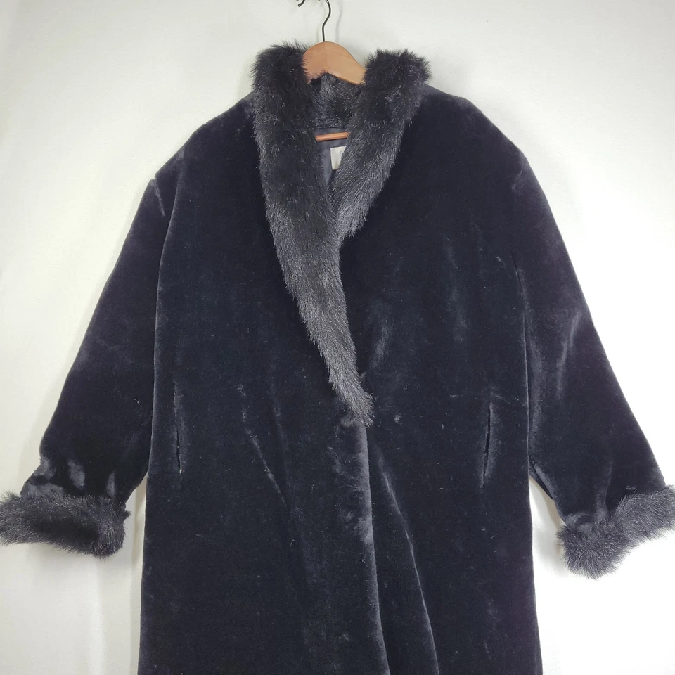 Abrigo de piel sintética vintage Dona Lucci para mujer 12 negro EE. UU. 70 mafia esposa invierno otoño Foto 2 de 4