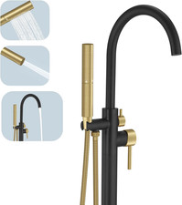Freestanding Bathtub Faucet   Floor Mount Tub Filler 2-Function Hand Shower Wand