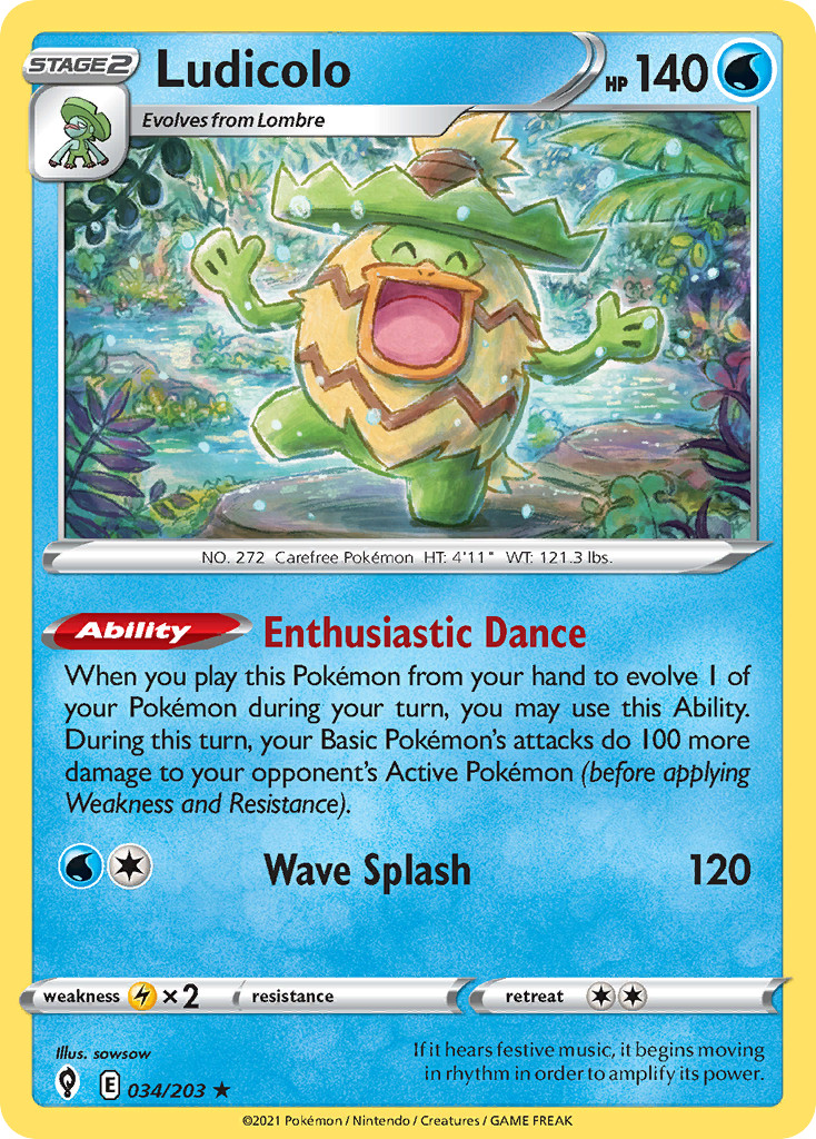 Ludicolo 034/203 Holo Rare Evolving Skies Pokemon LP