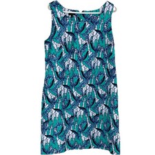 Talbots Green Jungle Giraffe Print Canvas Shift Dress Womens Size 12 Classy