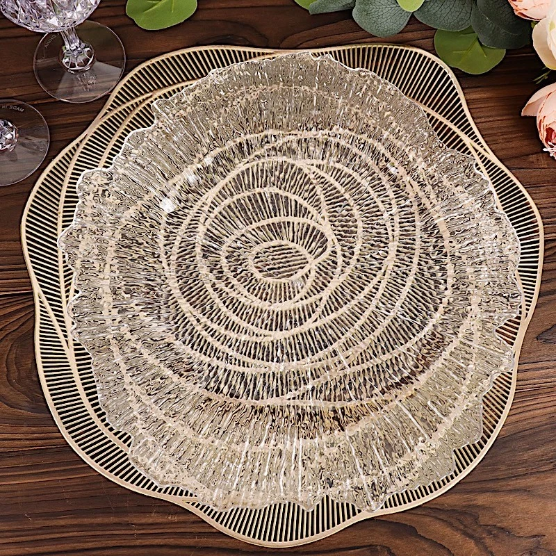 6 GOLD Metallic 15" Round Vinyl Rose Flower Placemats Party Wedding Events - Image 4 of 4