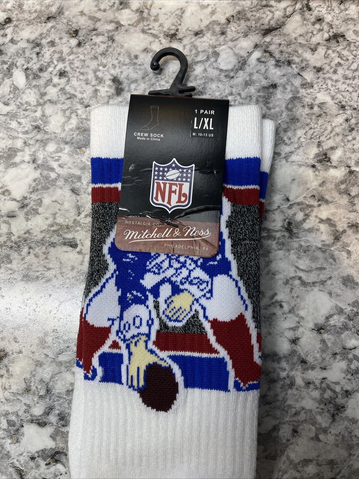 New England Patriots Interception Crew Socks - Mitchell & Ness - Size L/XL *NEW*