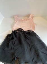 Danskin Leotard 6-6x Pink Premiere Collection Black Wrap Skirt