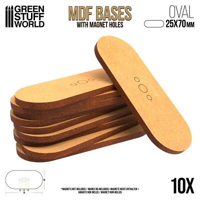 10x MDF Bases - Oval Pill 25x70mm - Thickness 3mm Basing Laser Cut Bike Wargames