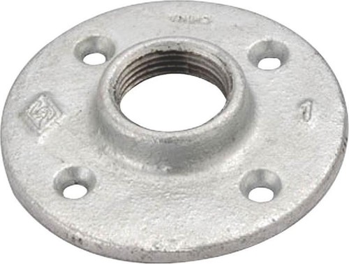LOT (4) 1 1/4" INCH GALVANIZED PIPE THREADED FLOOR FLANGES FITTINGS 6102461