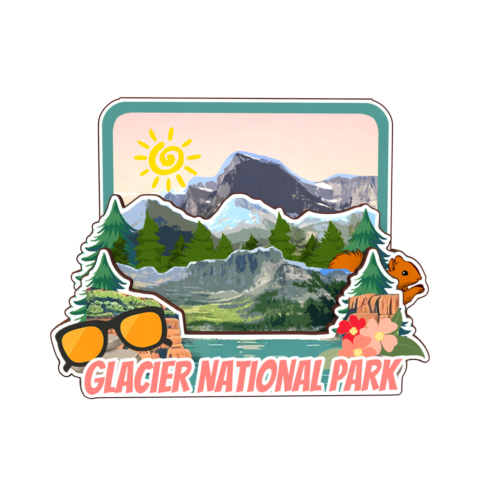 Glacier National Park Montana USA Refrigerator magnet 3D travel souvenirs wood