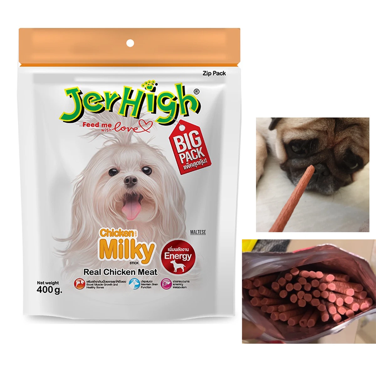 400g JerHigh Real Chicken Milky Stick Dog Puppy Snack Increase energy