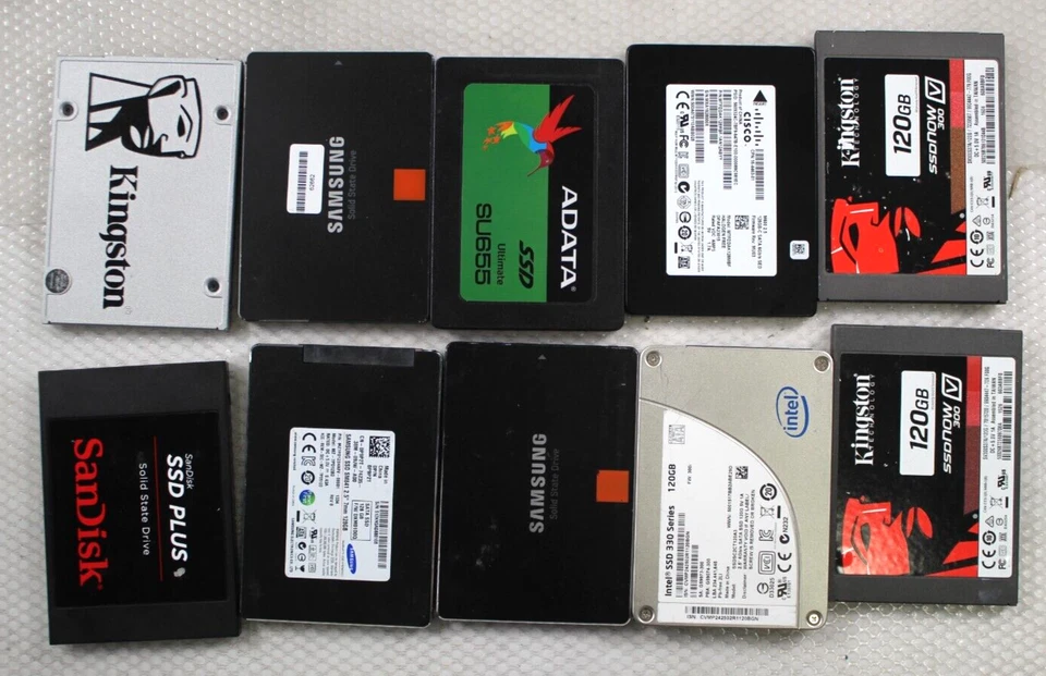 Lot of*10 Mixed brands 120GB-128GB 2.5" SATA SSD Drives  Working & tested - Image 2 of 3