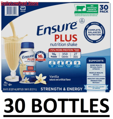 Ensure Plus Nutrition Shake 8 fl. oz., 30-pack, Vanilla!! FREE FAST SHIPPING!!