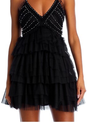 black mini dress with embellishments MACloth Deep V Neck Black Lace Short Prom Homecoming Dress Little Black Dress Custom Color / Above Knee / US2 main image 0