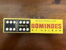 Vtg Dominoes Double Six by Halsam Set 623 USA 28 Pieces Original Box Collectible