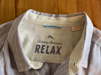 100% Linen Tommy Bahama Relax Men's XLX Lavender Purple White