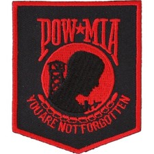 POW * MIA   Military  Sew on Iron on Embroidered Patch  Black And Red 2.1/2" x 3