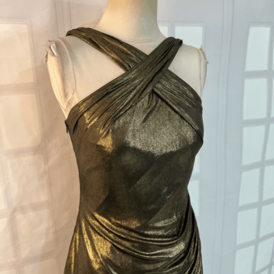 David Meister bronze gold halter cocktail party evening dress size 4 | eBay