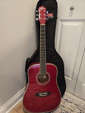 Oscar Schmidt Og1tr-a Acoustic Guitar. Trans Red, Soft Case