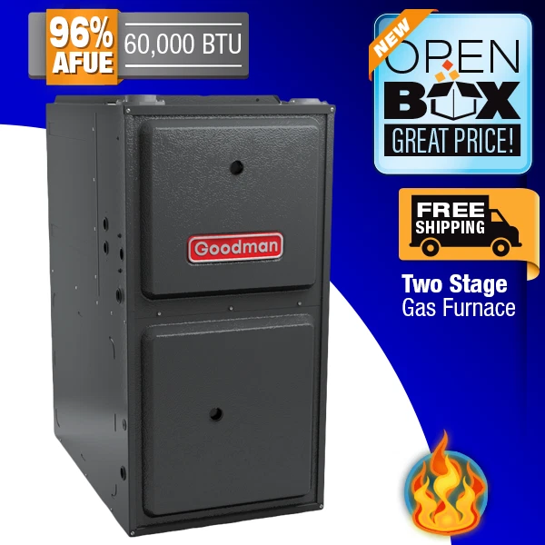 60K BTU 96% AFUE Goodman 2 Stage Upflow/Horiz Gas Furnace GM9C960603BN Open  Box | eBay