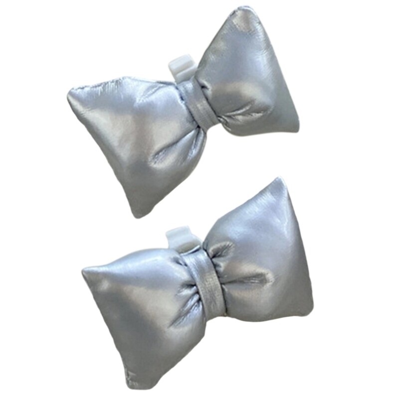 1 Pair Elegant Glossy PU Leather Bows Shoe Clips Shoelace Charms for Women Girls