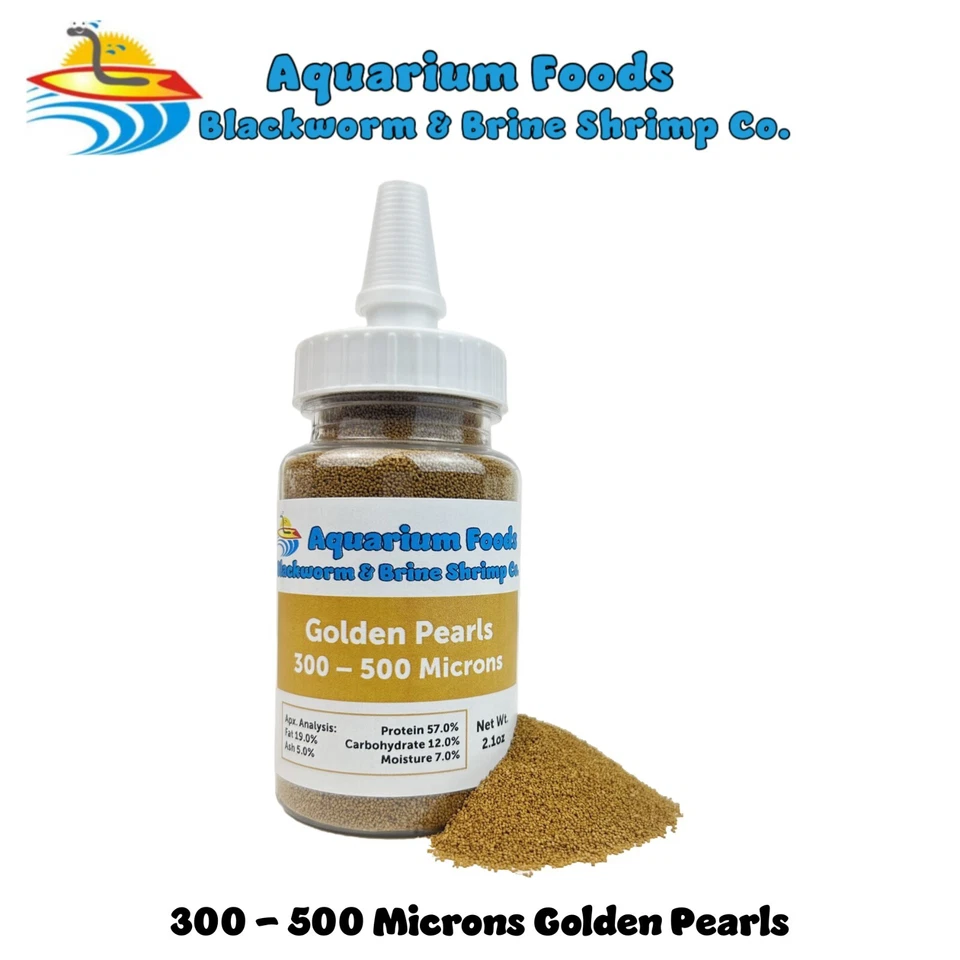 Perlas doradas 300-500 micras para alevines, juveniles, corales, tanques de arrecife. Botella Foto 2 de 4
