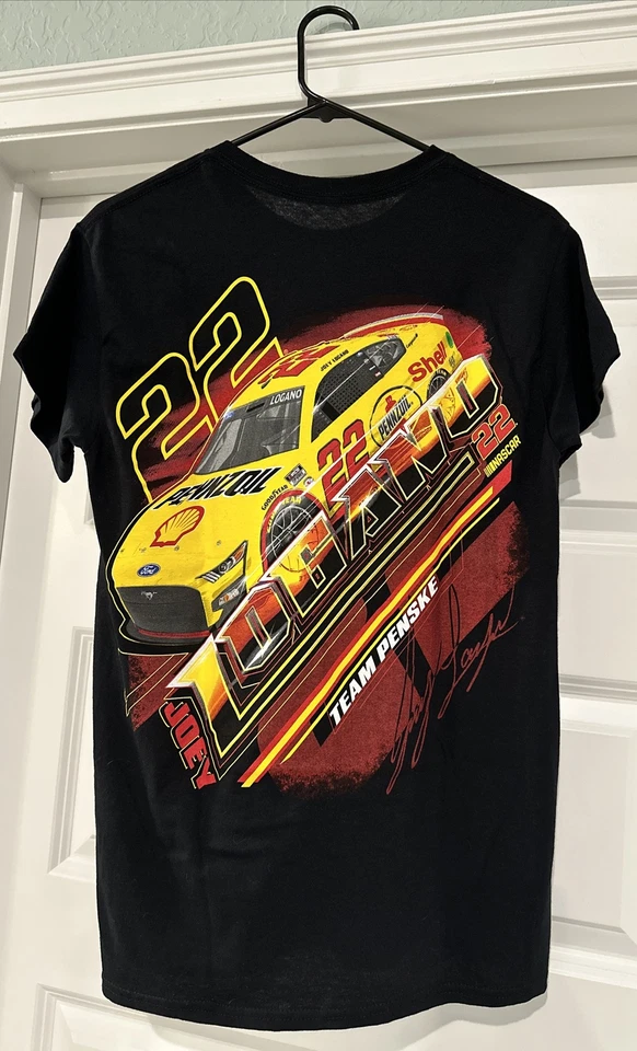 Camiseta negra Joey Logano #22 Nascar Team Penske 100 % algodón Foto 2 de 4