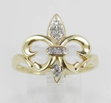 1Ct Round Cut Real Moissanite Art Deco Vintage Ring 14K Yellow Gold Plated