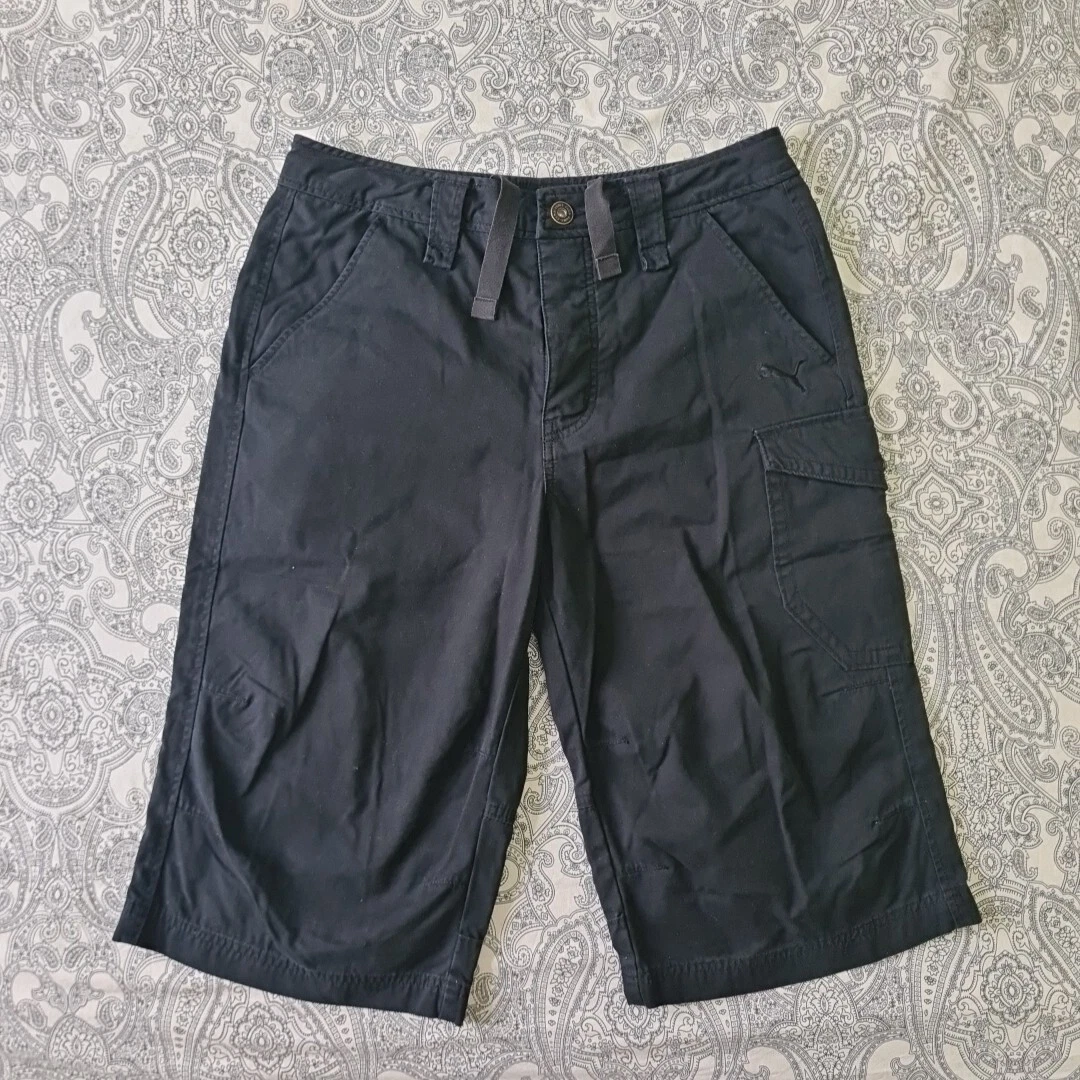 "Pantaloncini a mosca Puma da uomo cargo in tela cargo carichi neri cotone taglia media 32"