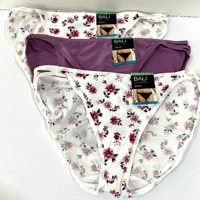 NEW Bali 3 Pairs Passion For Comfort String Bikini Panties XL/8 Multi-Color
