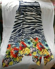 New Robbie Bee tank top knee length dress sz 4 Tropical/Animal Print Swing ALine
