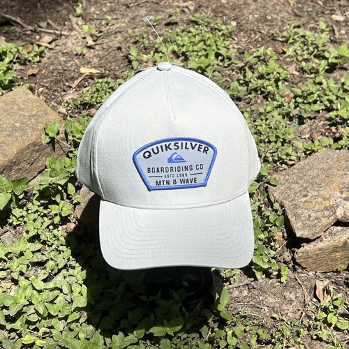 Quicksilver Snapback Cap Men Gray Cotton The Original Boarding Co MTN & Wave Hat