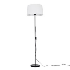 Black Metal Standard Floor Lamp Living Room Lounge Light Tapered Fabric Shade