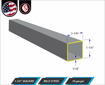 2-1/2 Square Metal Tube - Mild Steel - 16 gauge - ERW - 12 inch long