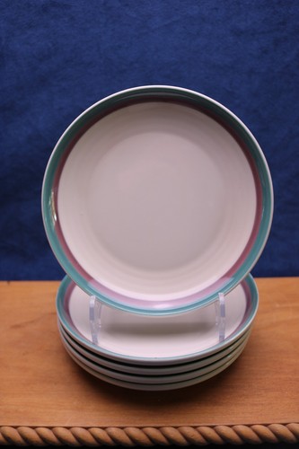 Juego de 5 platos de ensalada de enebro Pfaltzgraff 6 bandas verdes y malva de 6 3/4" EE. UU. - Imagen 1 de 4