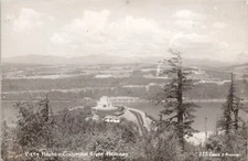RPPC * Columbia River Highway Oregon Panoramic View of Vista House & Shore 1940s