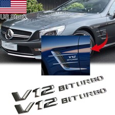 2x Glossy Chrome V12 Bi Turbo Emblem Badge Fender For Mercedes Benz Cl63 S65 Amg 2x Glossy Chrome V12 Bi Turbo Emblem Badge Fender For Mercedes Benz Cl63 S65 Amg
