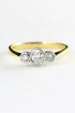 Round Accent Trilogy Ring 0.85ct Simulated Diamond Two Tone Plated