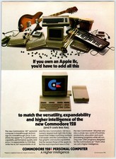 1985 COMMODORE 128 PERSONAL COMPUTER Vintage 8"X11" Magazine Ad 1980's JUN-6