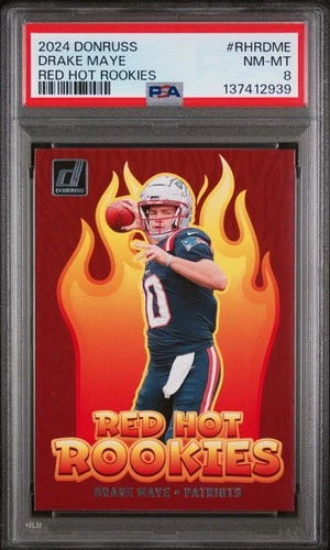 2024 PANINI DONRUSS RED HOT ROOKIES #RHRDME DRAKE MAYE ROOKIE RC PSA 8