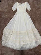 Vintage 70s Gunne Sax by Jessica Victorian Cottage Prairie Sz 5 Lace Puff Sleeve