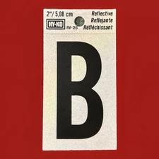 Hy-Ko Vinyl 2 In. Reflective Adhesive Letter, B RV-25/B Pack of 10 Hy-Ko RV-25/B